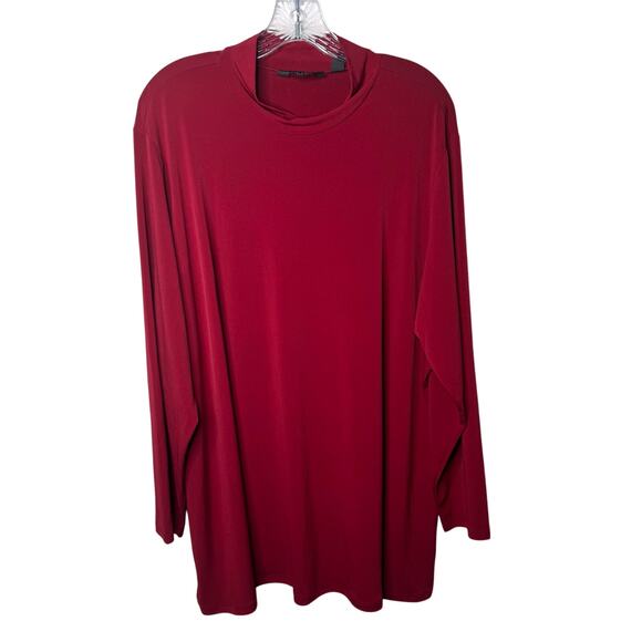 Susan Graver Every Day Liquid Knit 3X Petite Red Mock Neck Tunic Top - Picture 1 of 8